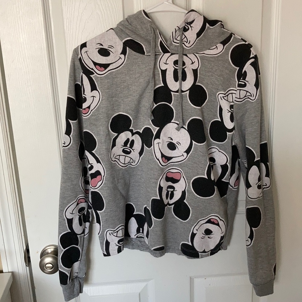Gray Mickey Mouse cropped sweatshirt